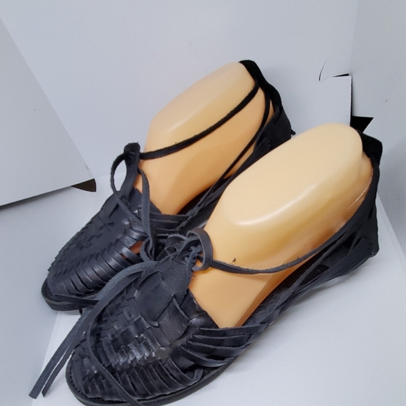 Chamula Sayulita black lace up woven sandals 10 - Picture 4 of 5